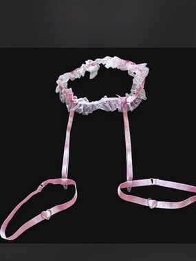 Pink Ruffle Heart Garterbelt for Women